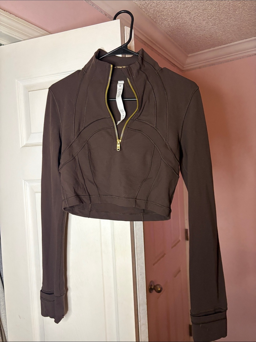 lululemon athletica Define Chocolate Brown Cropped Zip-Front Top
